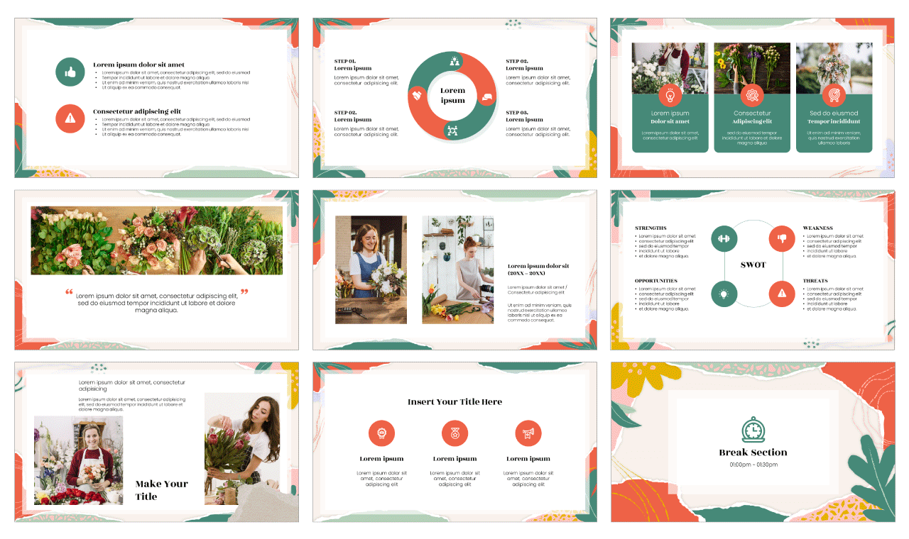 Floral Design Newsletter Google Slides PowerPoint Template Free Download