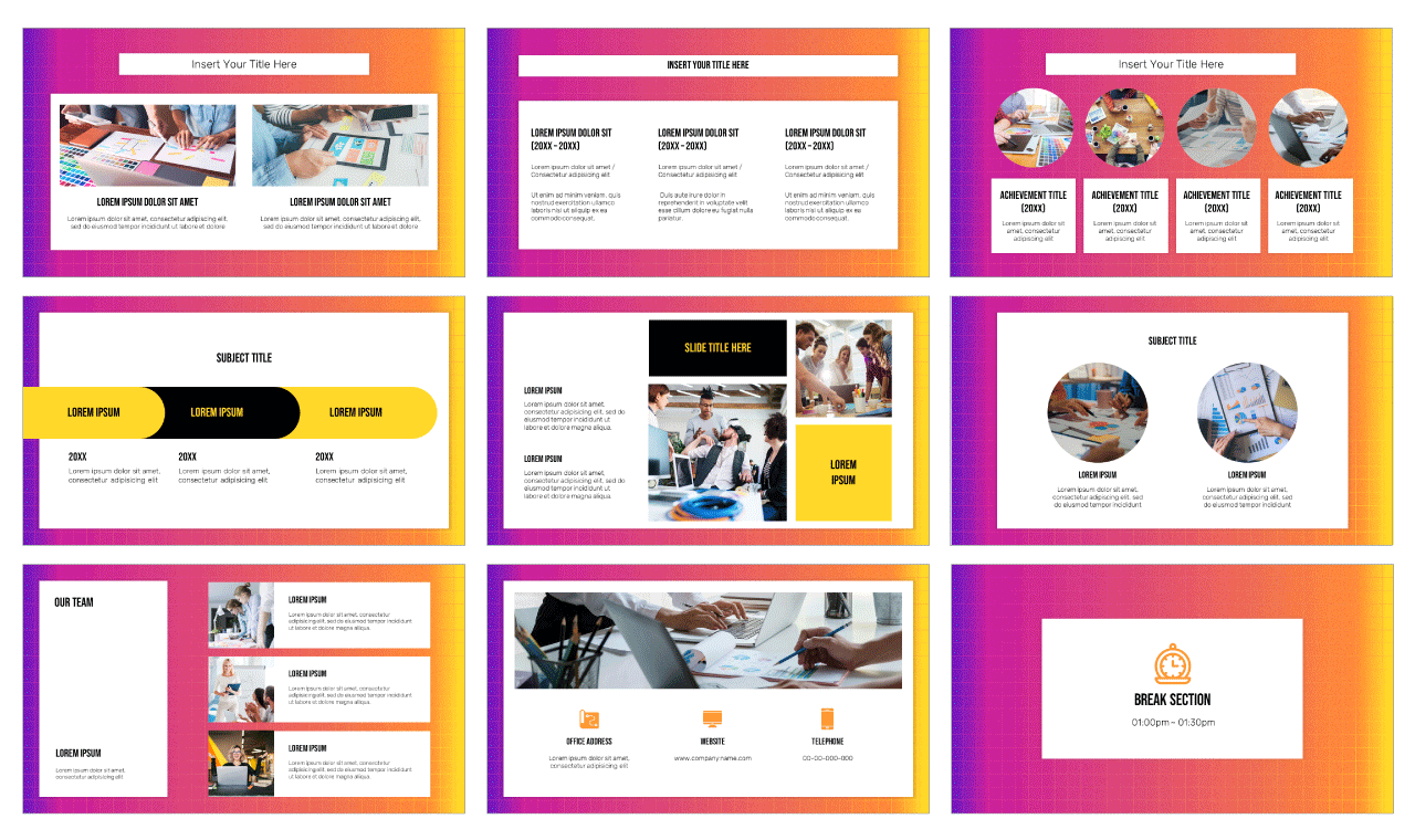 Gradient Grid Newsletter Google Slides PowerPoint Template Free Download