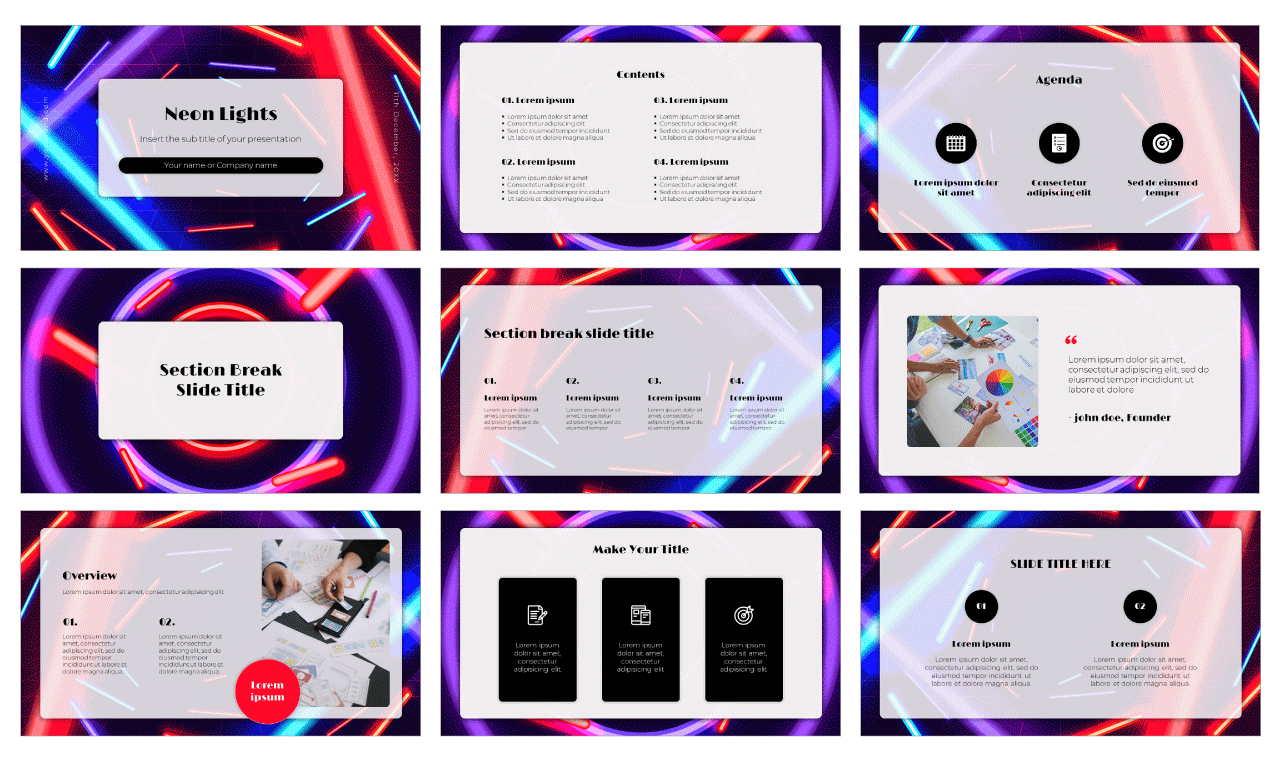 Neon Lights Free Google Slides Theme PowerPoint Template