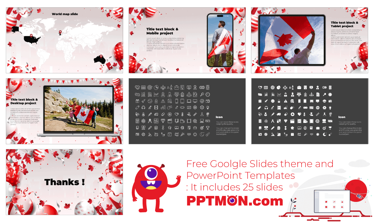 Canada Day Google Slides PowerPoint Presentation Background Design