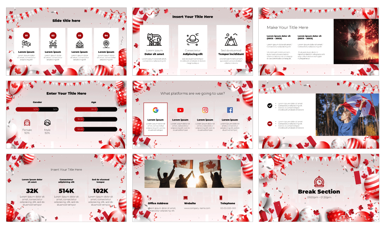 Canada Day Google Slides PowerPoint Template Free Download