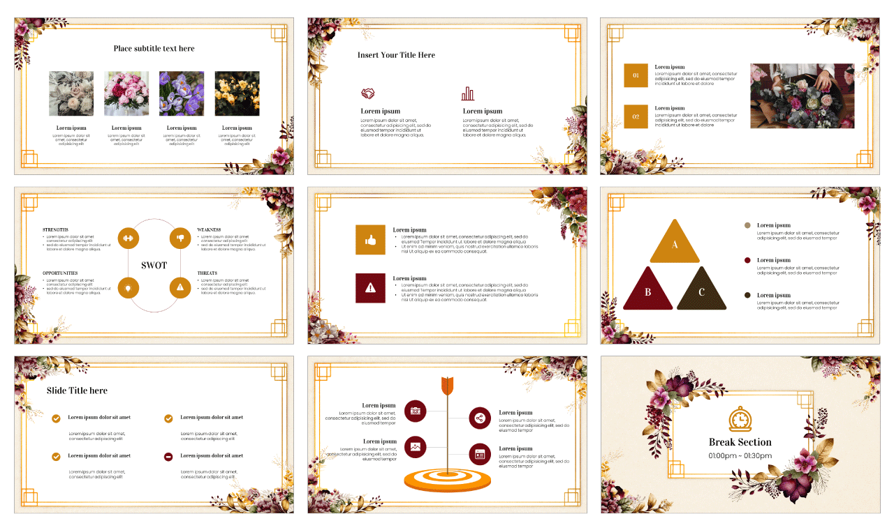 Elegant Floral Collection Google Slides PowerPoint Template Free Download