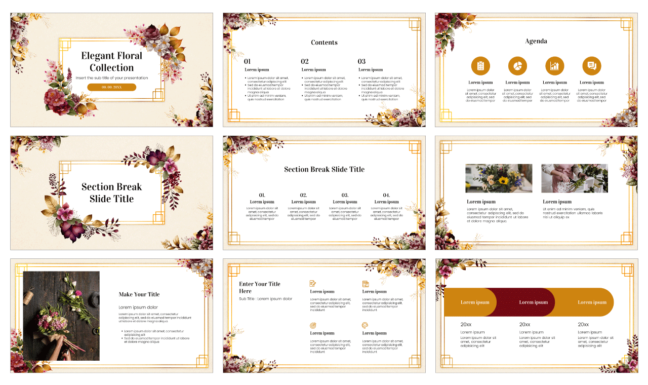 Elegant Floral Collection Google Slides Theme PowerPoint Template