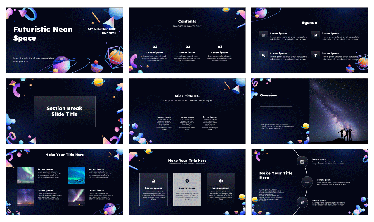 Futuristic Neon Space Free Google Slides PowerPoint Template