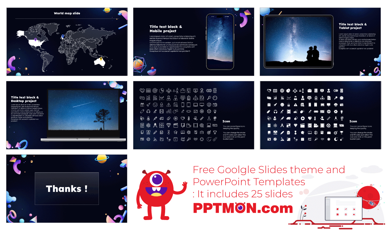 Futuristic Neon Space Google Slides PowerPoint Presentation Design