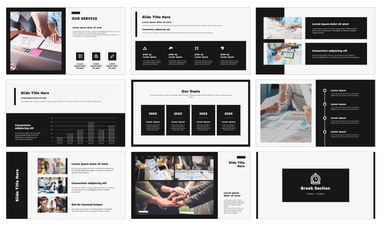 Grayscale Pitch Deck Google Slides PowerPoint Template Free Download
