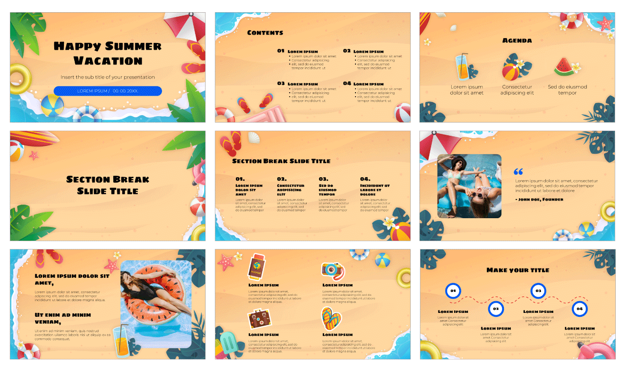Happy Summer Vacation Google Slides Theme PowerPoint Template