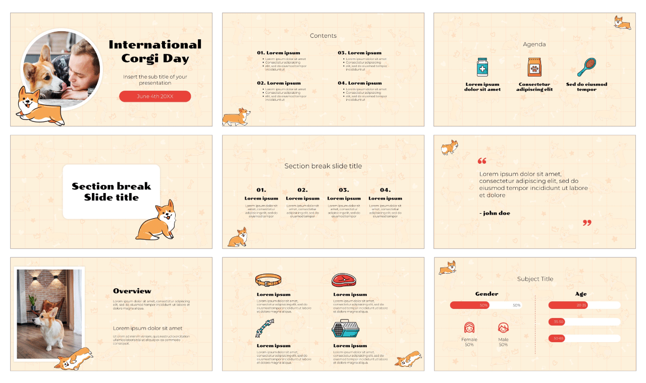 International Corgi Day Google Slides PowerPoint Templates Free Download