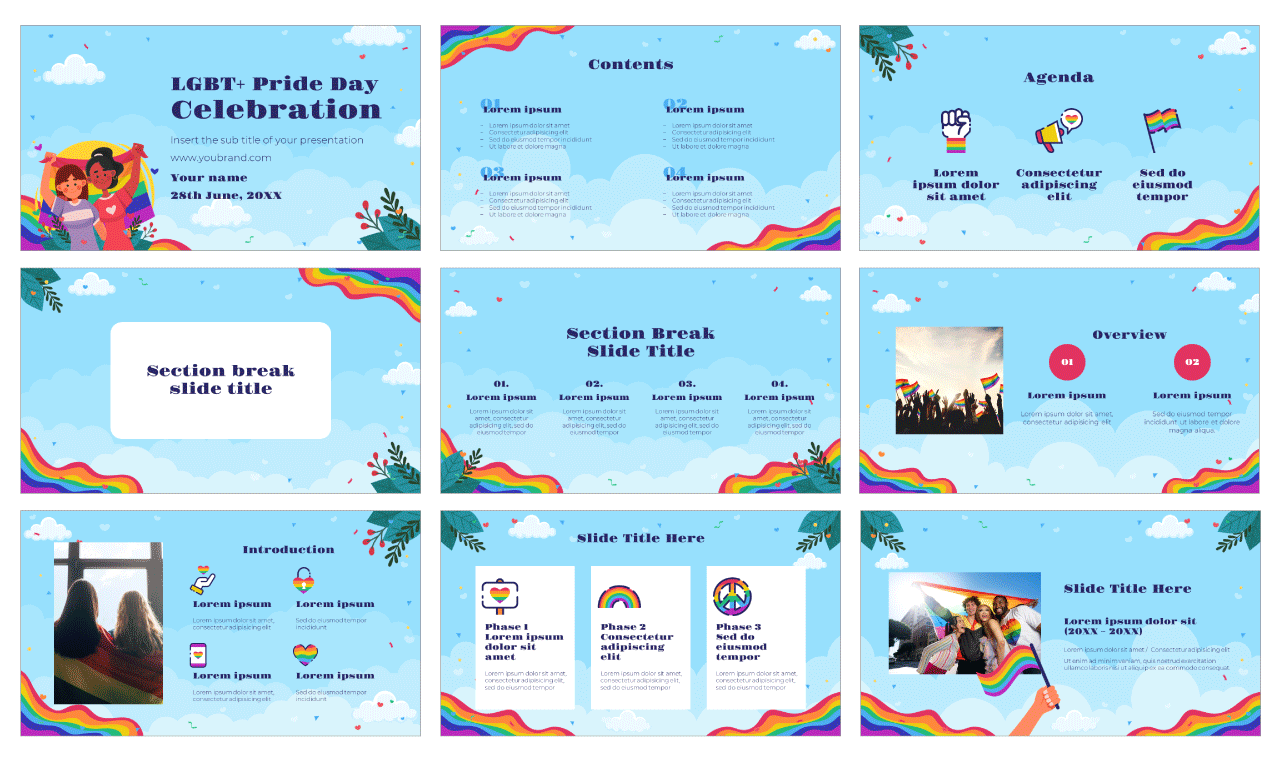 LGBT+ Pride Day Celebration Free Google Slides PowerPoint Template