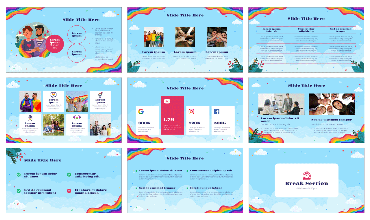 LGBT+ Pride Day Celebration Google Slides PowerPoint Template Free Download