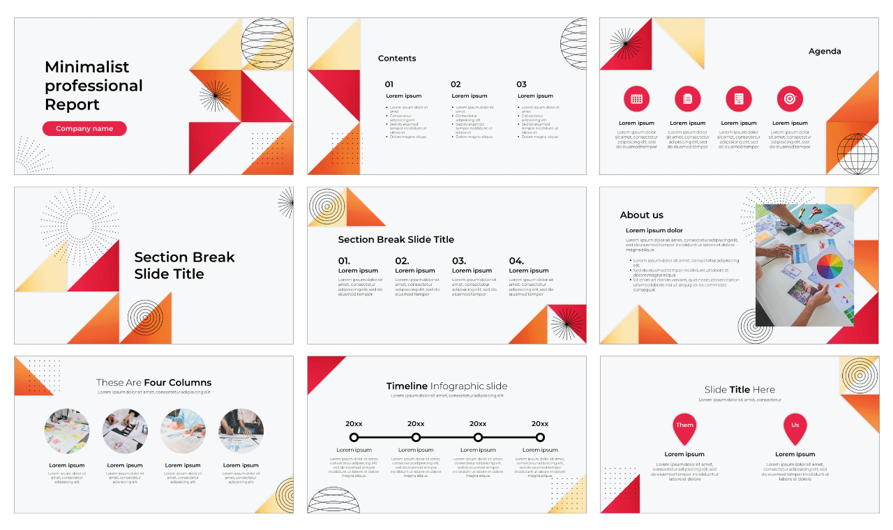 Minimalist Professional Report Free Google Slides PowerPoint Template