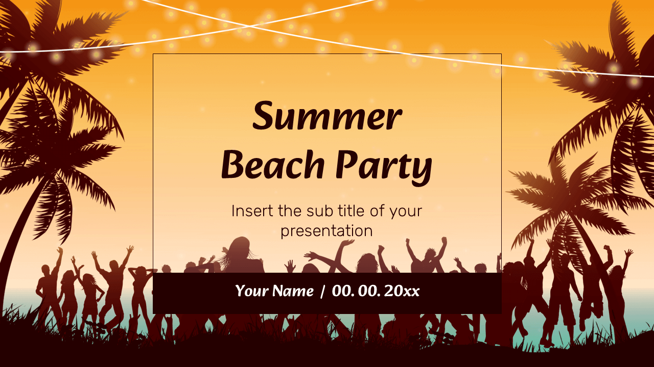Summer Beach Party Free Google Slides PowerPoint Template