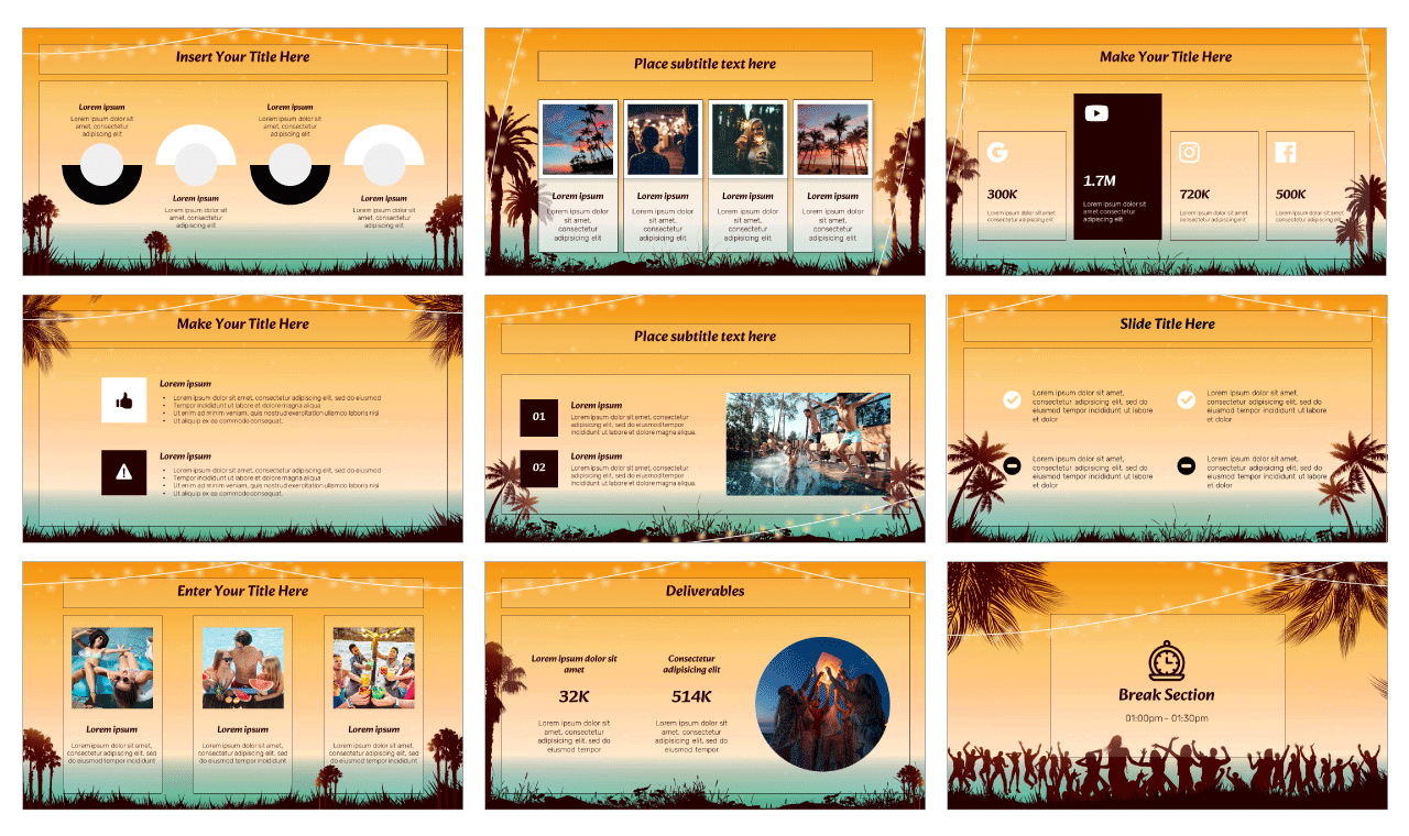 Summer Beach Party Google Slides PowerPoint Template Free Download