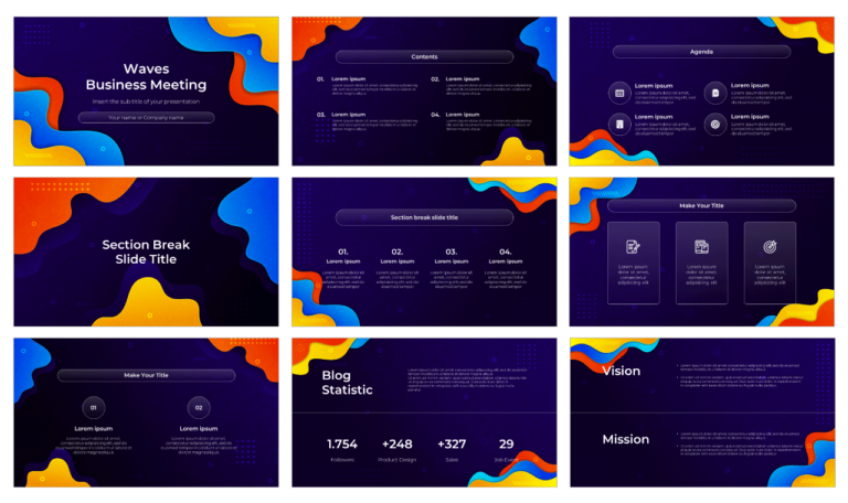Waves Business Meeting Free Google Slides PowerPoint Template