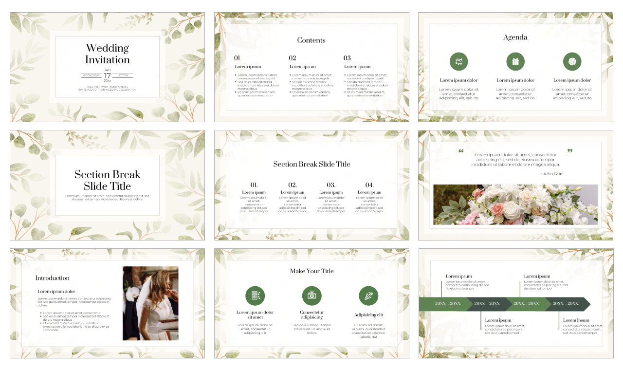 Botanical Wedding Invitation Free Google Slides PowerPoint Template