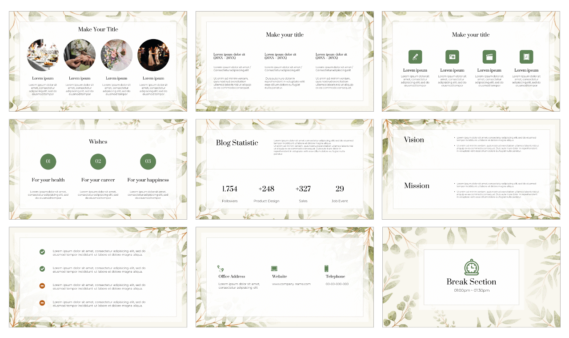 Botanical Wedding Invitation Google Slides PowerPoint Template