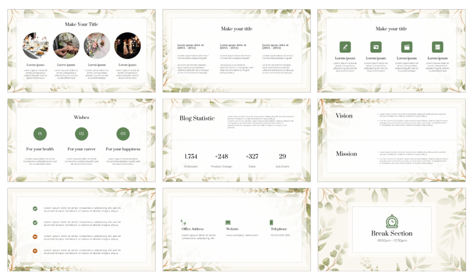 Botanical Wedding Invitation Google Slides PowerPoint Template