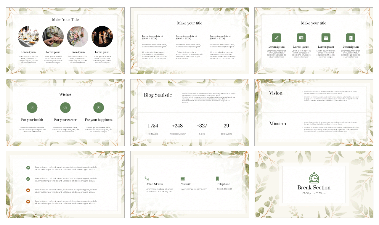 Botanical Wedding Invitation Google Slides Theme PowerPoint Template