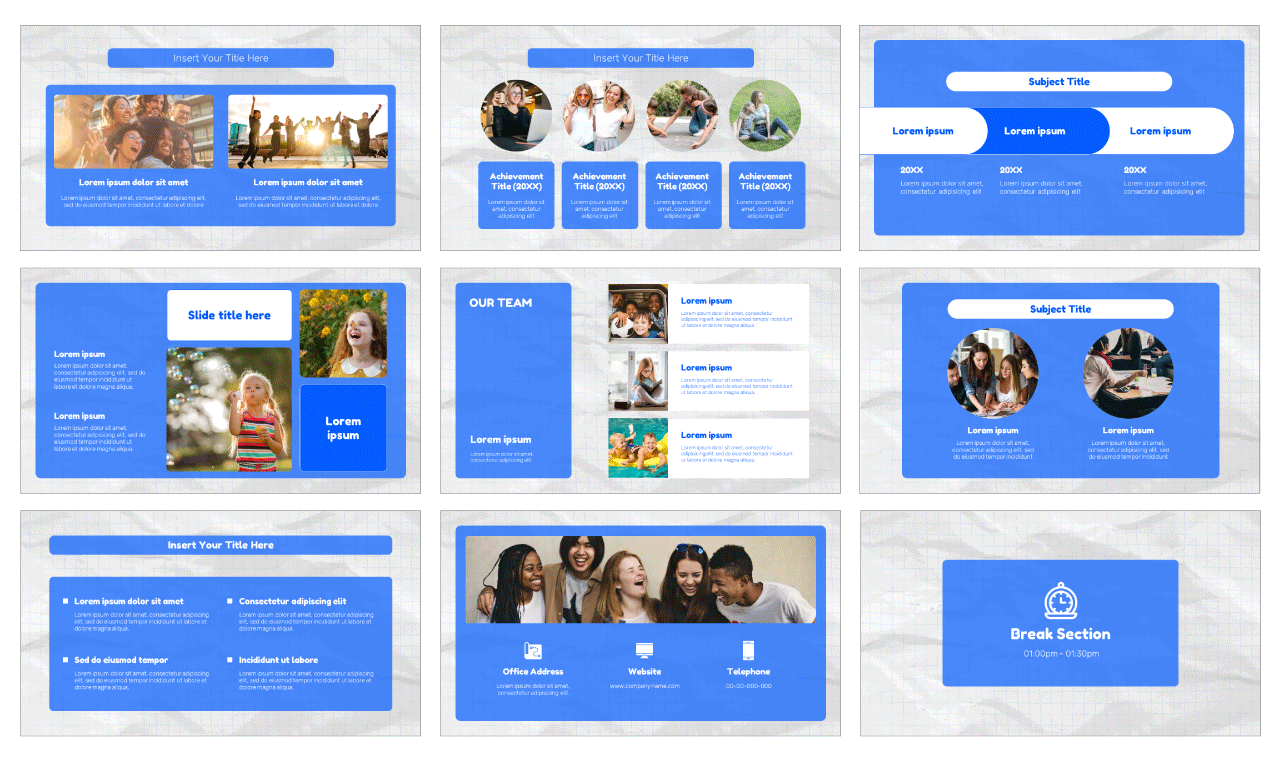 Checkered Paper Design Google Slides PowerPoint Template Free Download