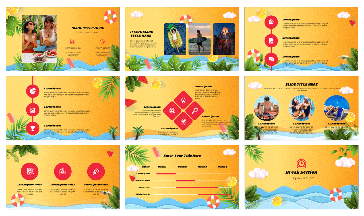 Happy Summer Holidays Google Slides PowerPoint Template Free Download