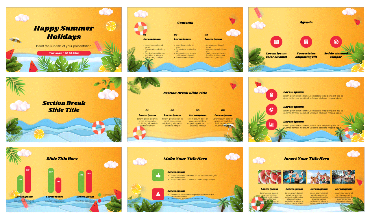Happy Summer Holidays Google Slides Theme PowerPoint Template