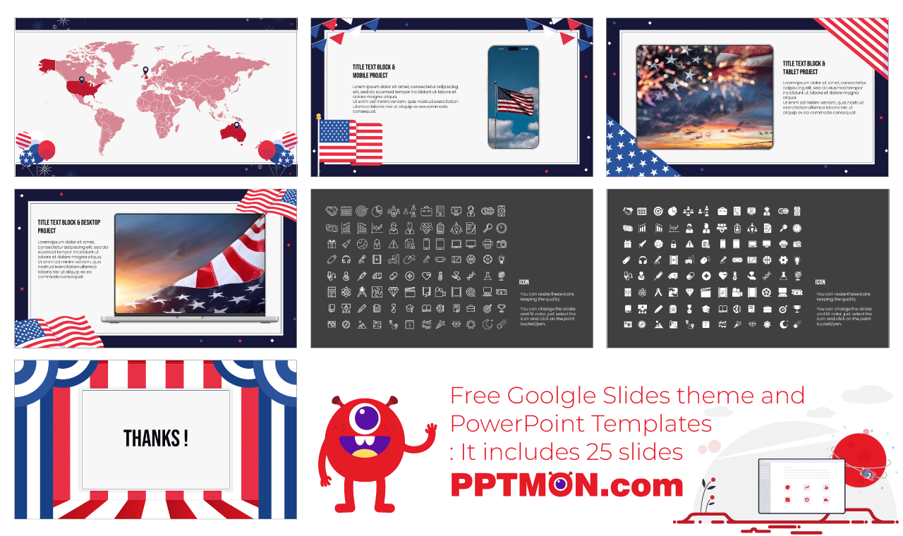 Independence Day USA Google Slides PowerPoint Presentation Design