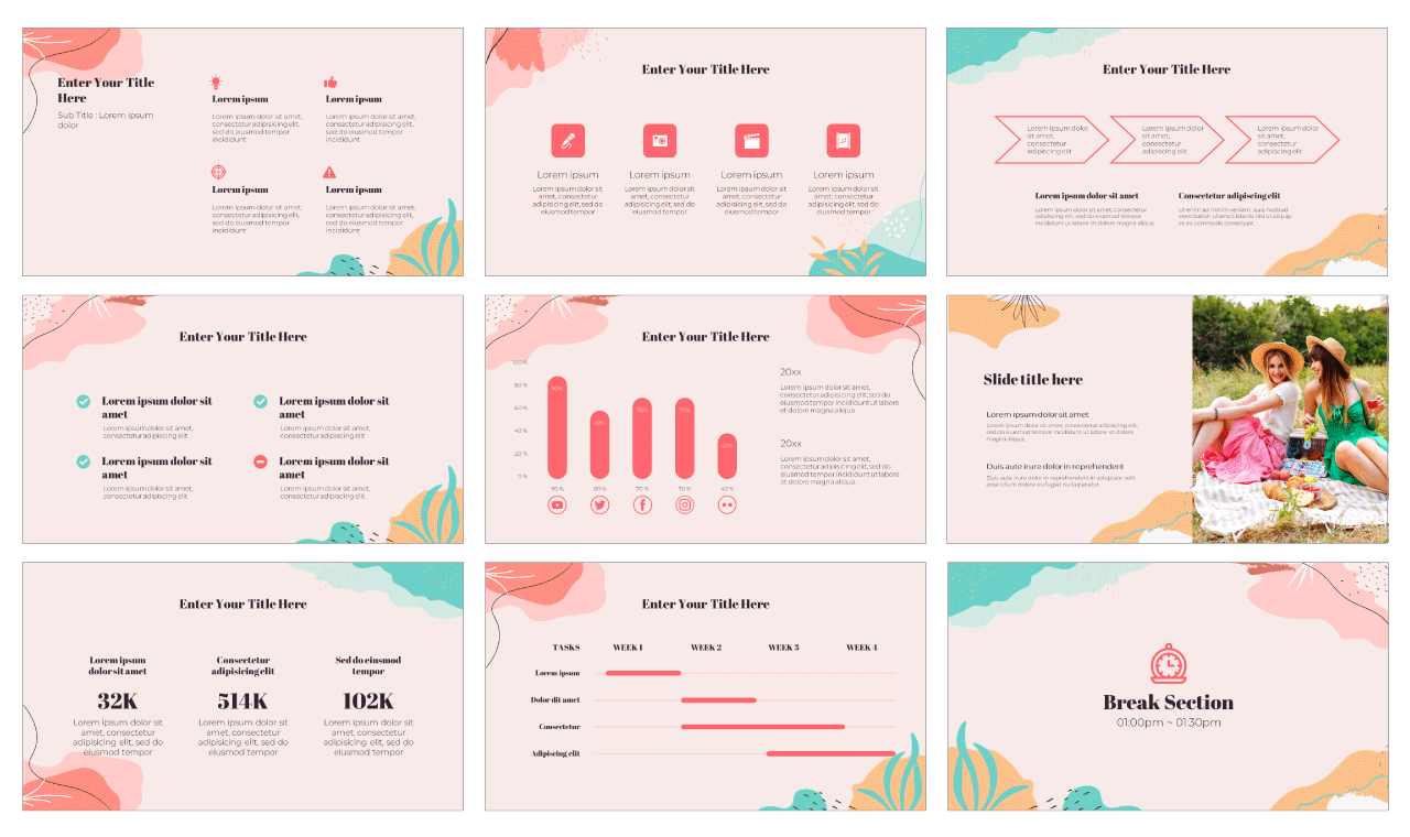 Pastel Tone Memphis Google Slides PowerPoint Template Free Download