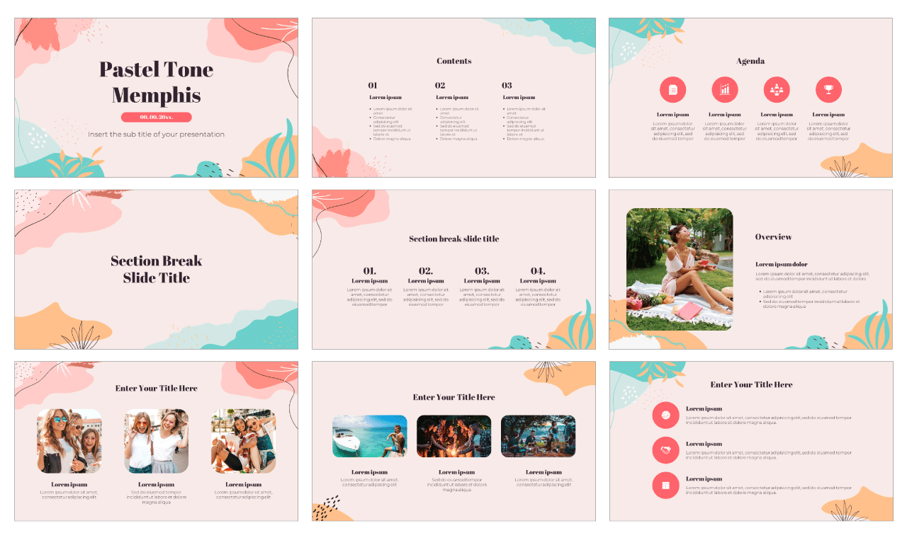 Pastel Tone Memphis Google Slides Theme PowerPoint Template