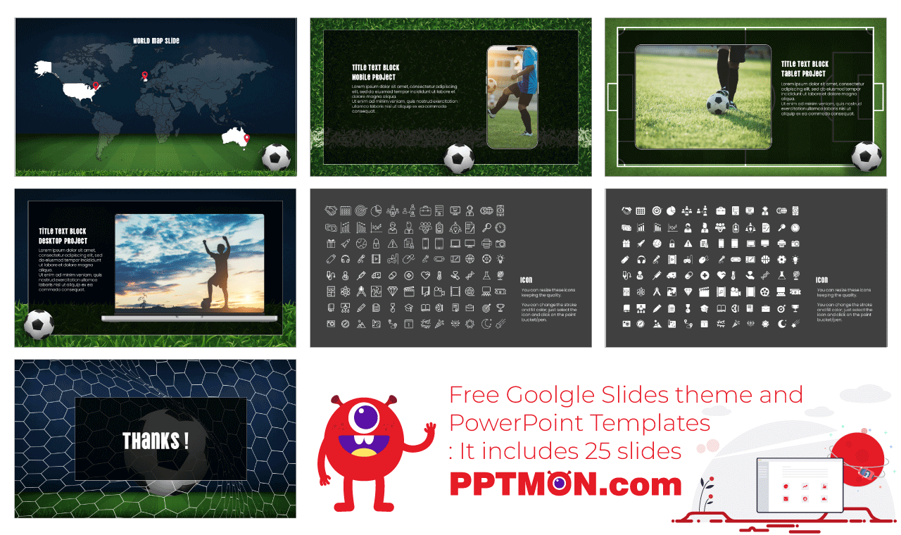 Soccer Field Google Slides PowerPoint Presentation Background Design