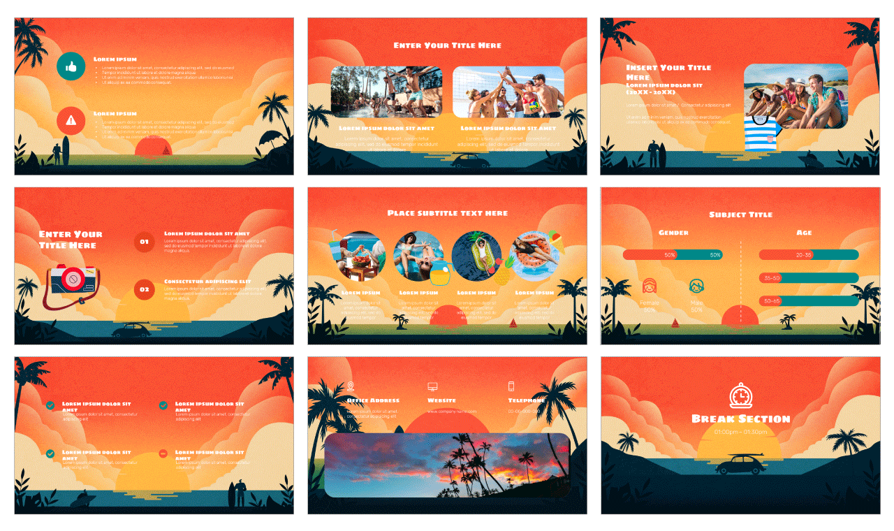 Sunset Beach Google Slides PowerPoint Templates Free Download