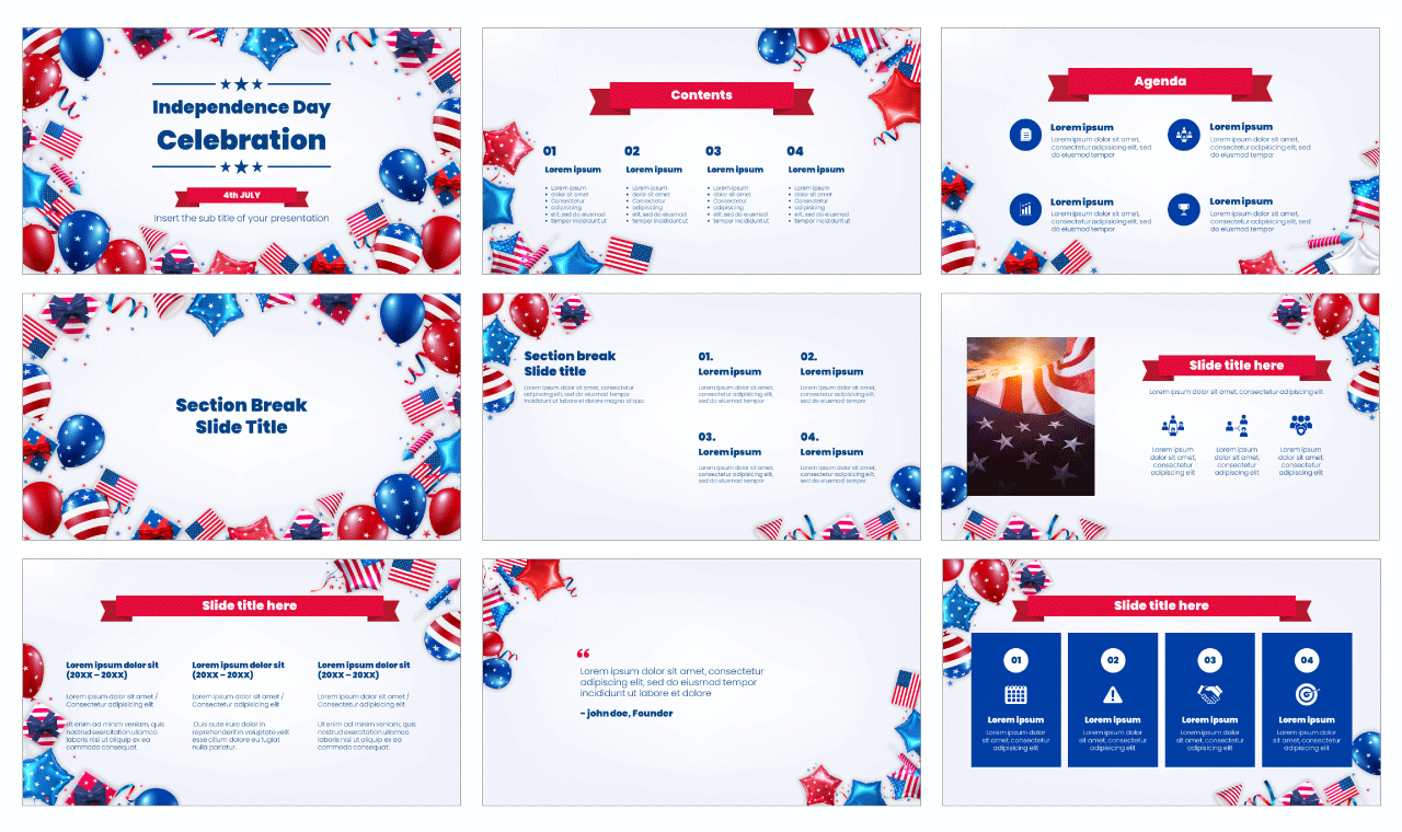 US Independence Day Celebration Free Google Slides PowerPoint Template
