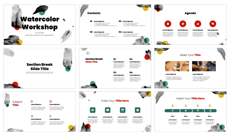 Watercolor Workshop Google Slides Theme PowerPoint Template