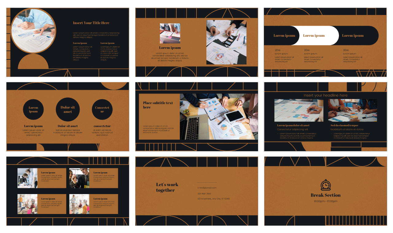 Gold Geometric Agency Google Slides PowerPoint Template Free Download