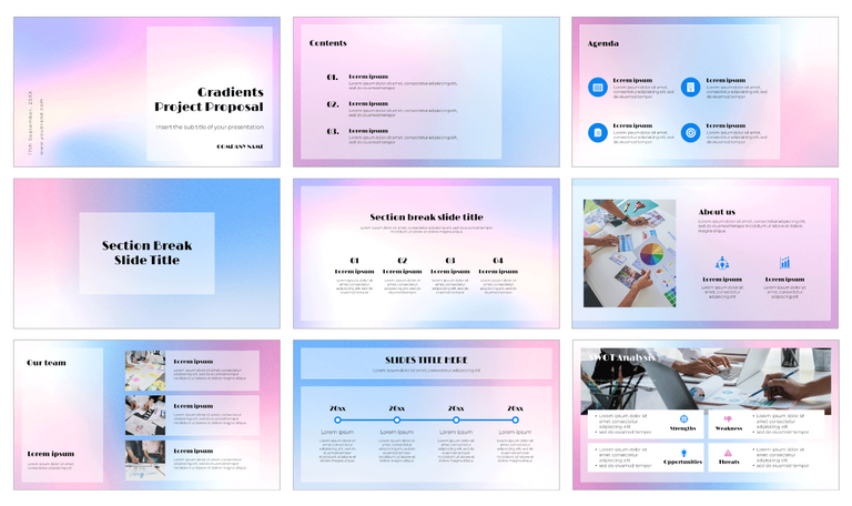 Gradients Project Proposal Google Slides PowerPoint Templates