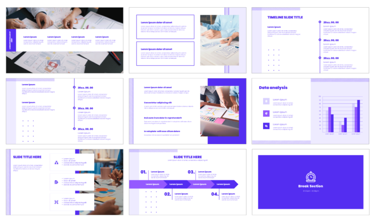 Minimalist Purple Pitch Deck Google Slides PowerPoint Template