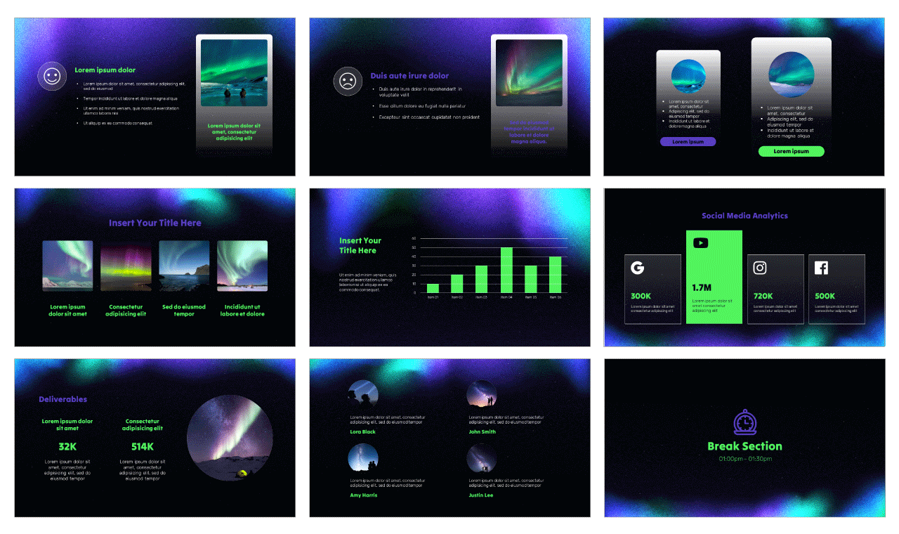 Northern Lights Google Slides PowerPoint Templates Free Download