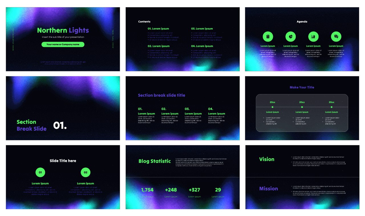 Northern Lights Google Slides Themes and PowerPoint Templates