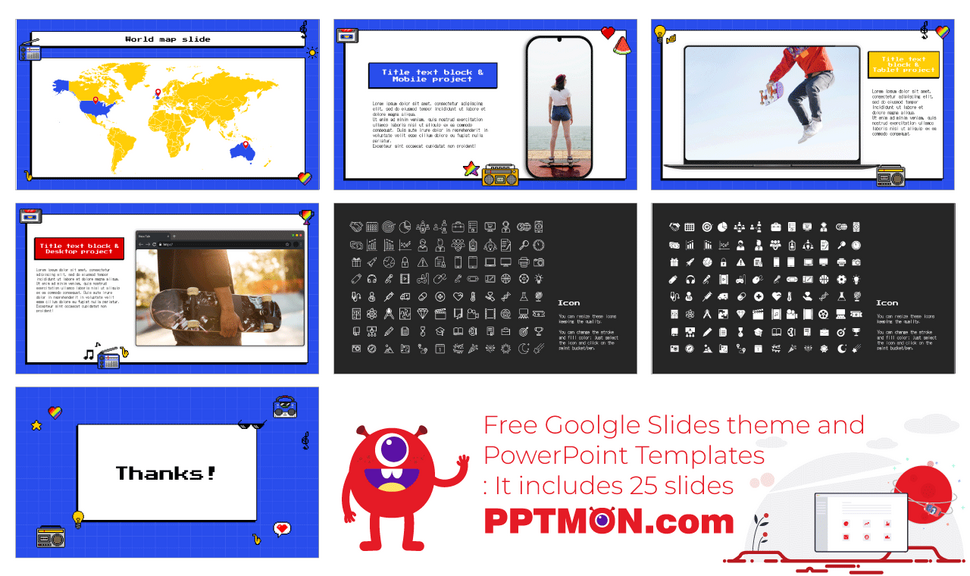 Retro Pixel Radio Presentation Free Google Slides Templates