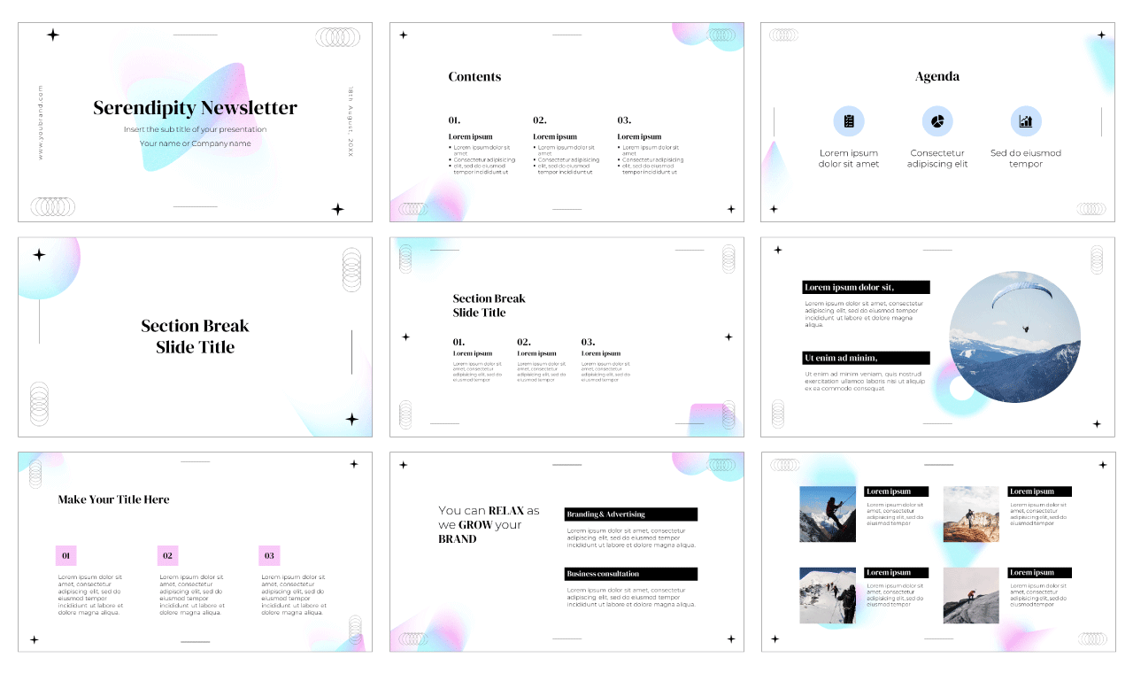 Serendipity Newsletter Google Slides Themes PowerPoint Templates