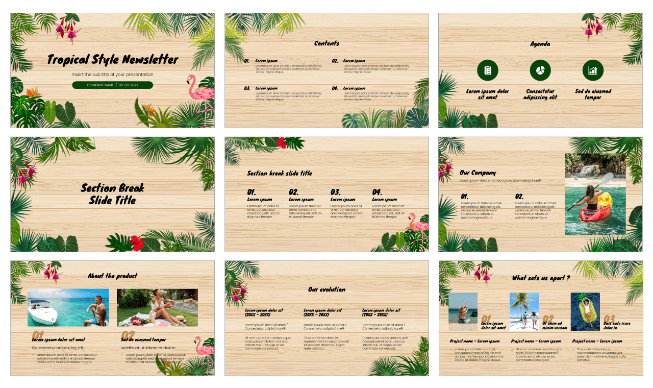 Tropical Style Newsletter Free Google Slides Theme PowerPoint Template