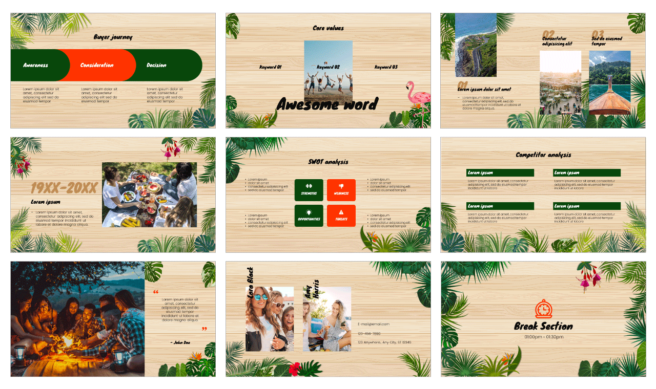 Tropical Style Newsletter Google Slides PowerPoint Templates Free Download