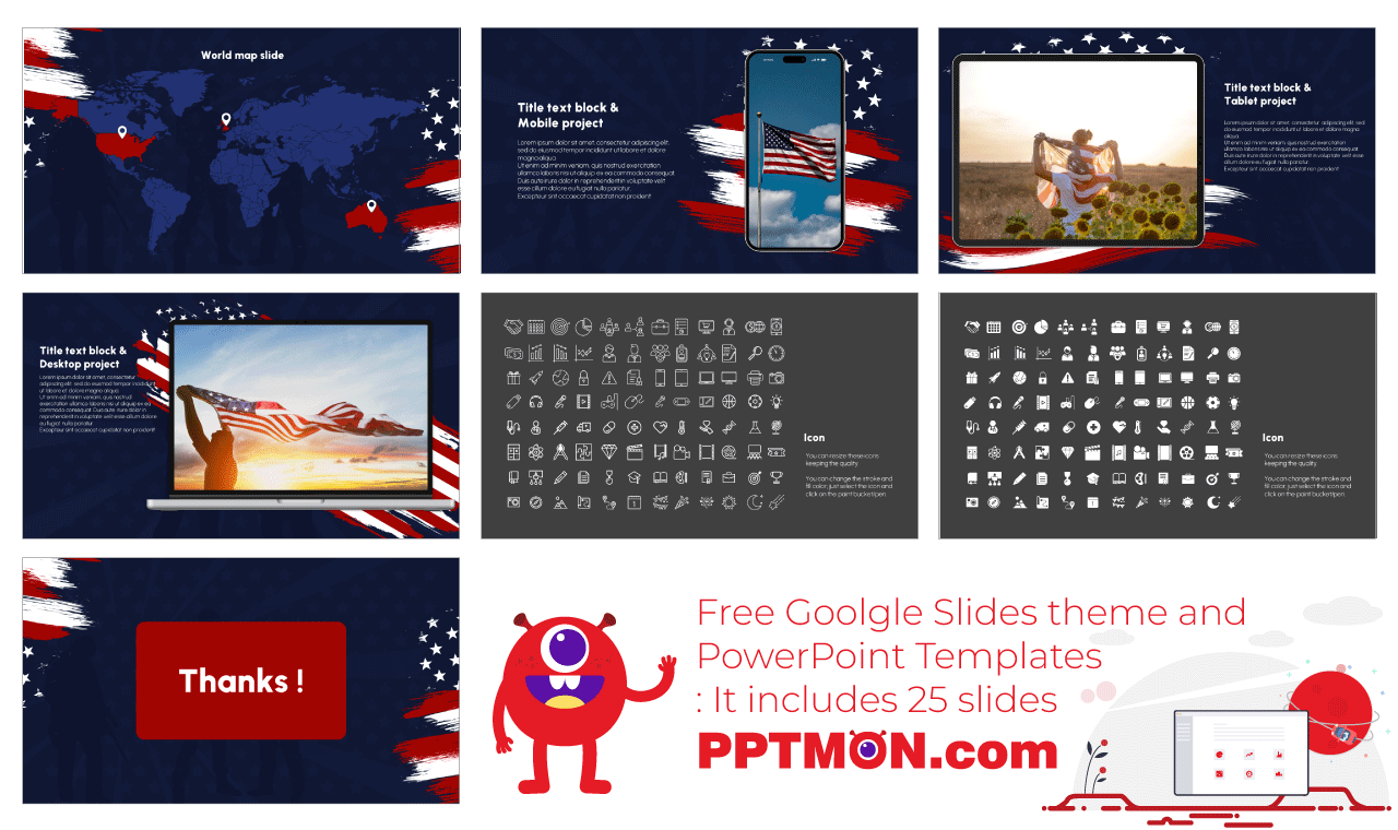 US Victory Day Google Slides PowerPoint Presentation Background Design