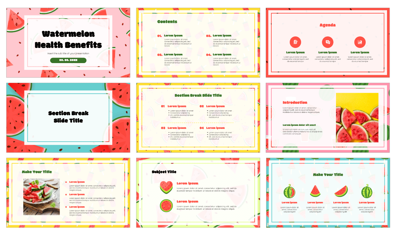 Watermelon Health Benefits Free Google Slides Templates