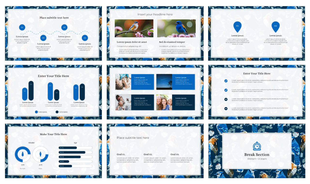 Bluebird of Happiness Google Slides PowerPoint Design Templates