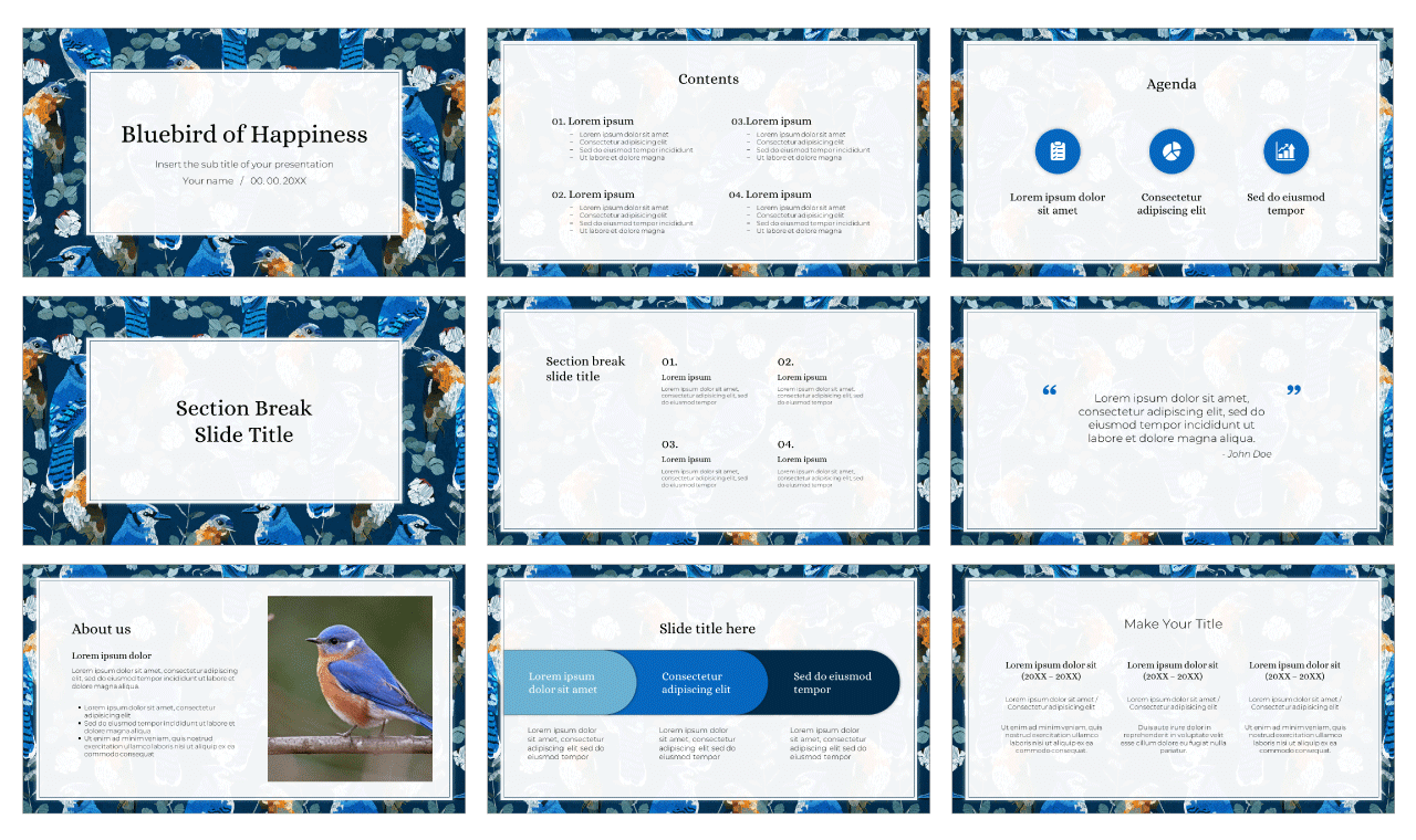 Bluebird of Happiness Google Slides Themes PowerPoint Templates