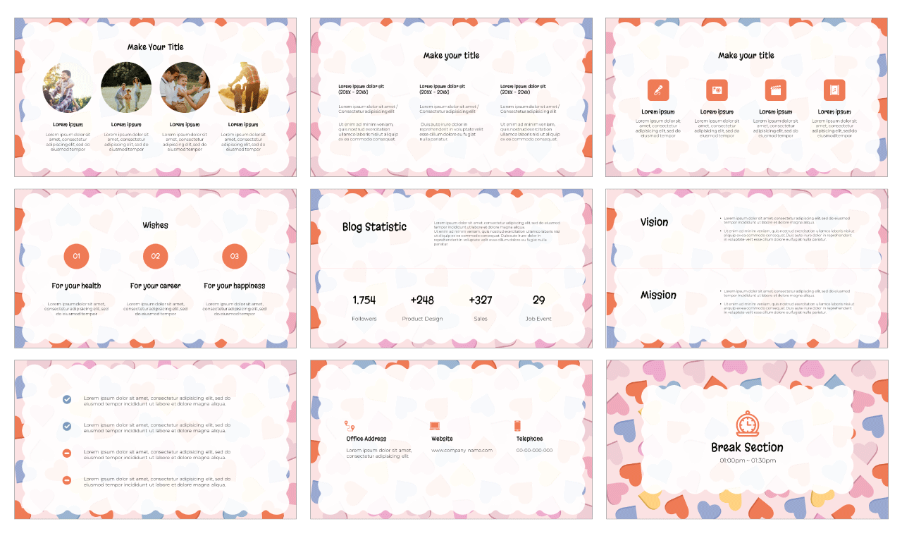 Lovely Hearts Pattern Google Slides Design PowerPoint Templates