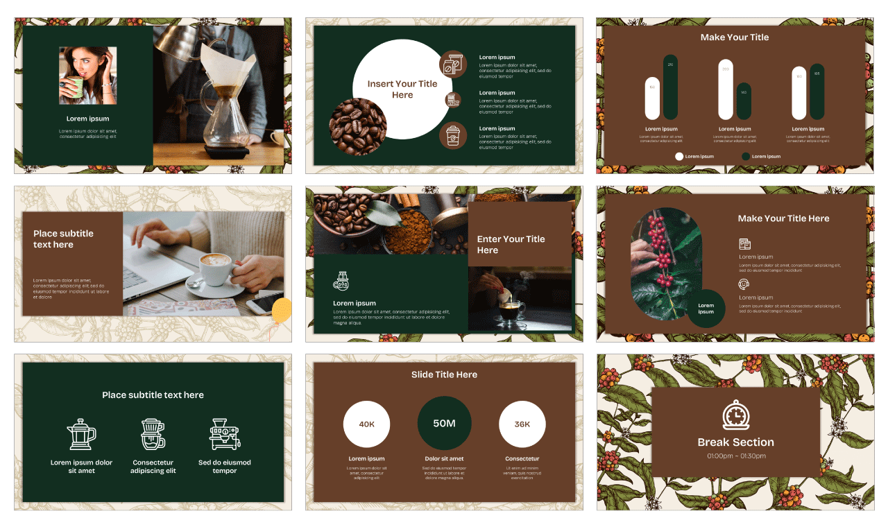 Coffee Shop Newsletter Google Slides PowerPoint Design Templates