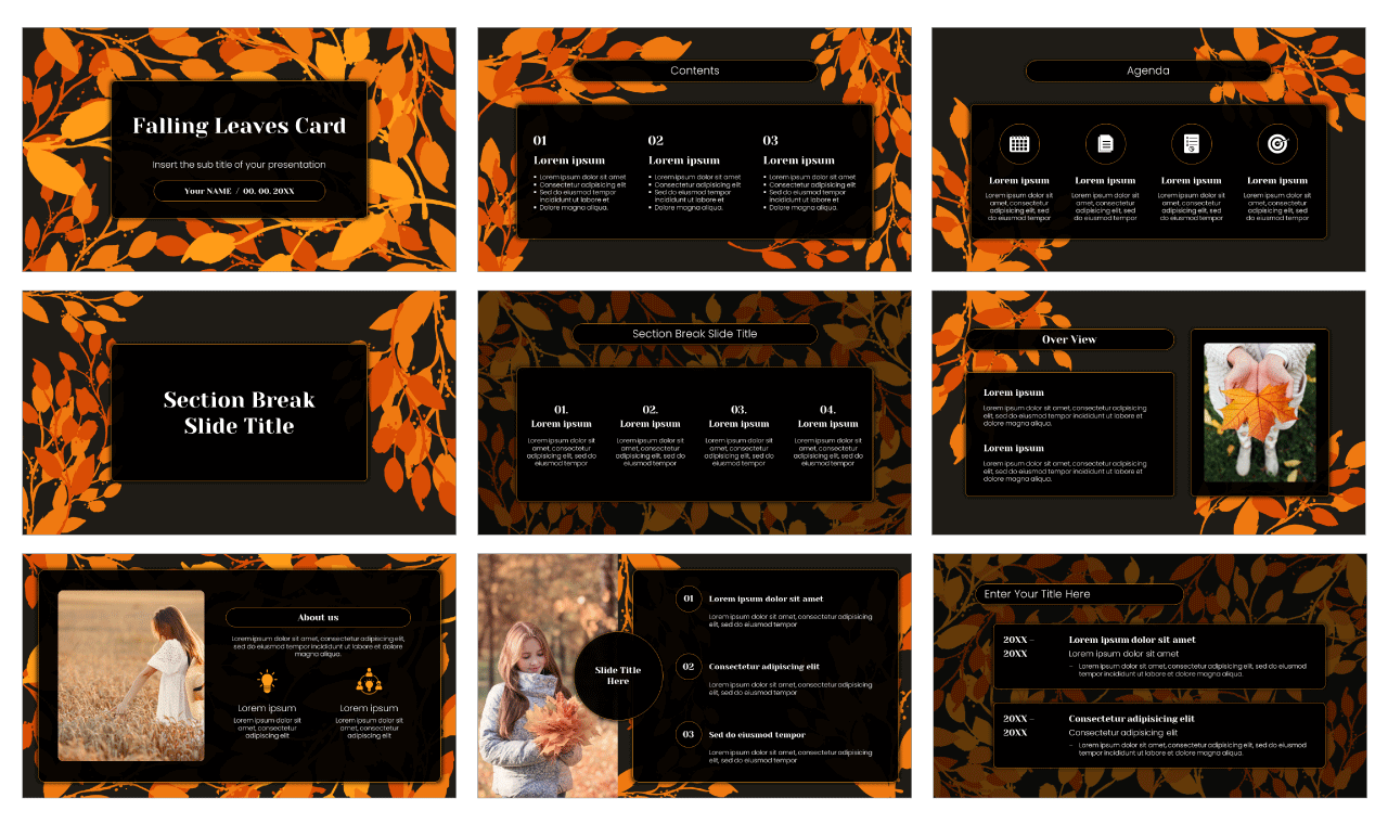 Falling Leaves Card Free Google Slides PowerPoint Templates