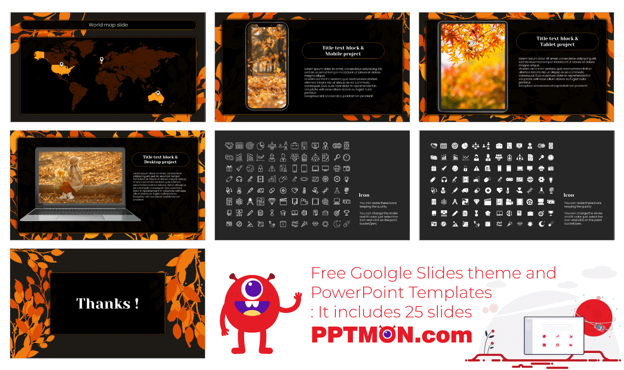 Falling Leaves Card Google Slides PowerPoint Presentation Templates