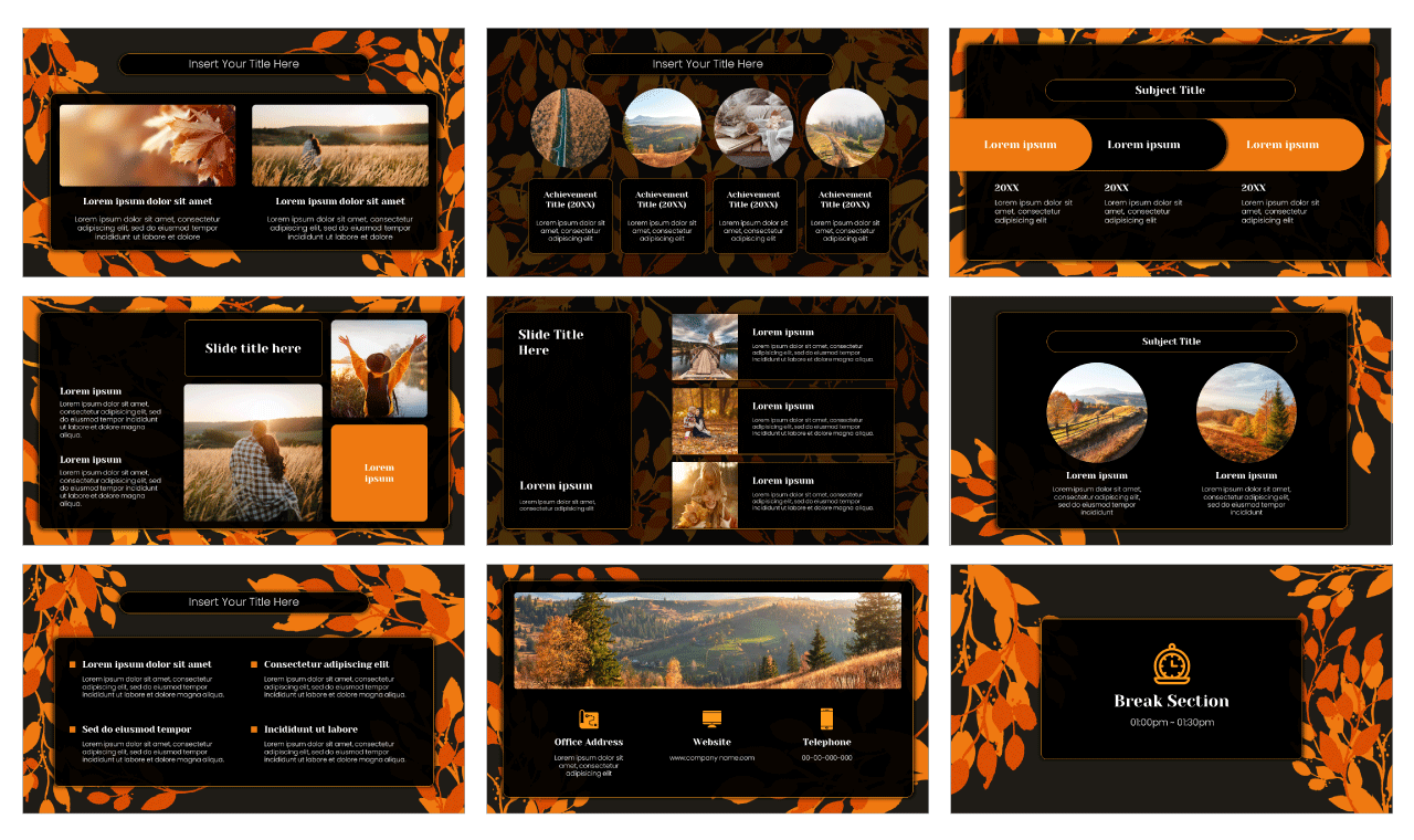 Falling Leaves Card Google Slides PowerPoint Templates Free Download